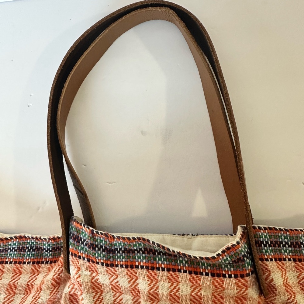 The Boon Supply Woven Fabric Tote with Leather Straps - Picture 2 of 7